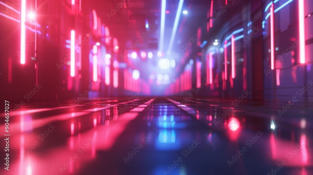 Neon Cyberpunk Futuristic Corridor with bright lights and reflections in a modern urban setting Neon Cyberpunk Futuristic Corridor with bright lights and reflections in a modern urban setting