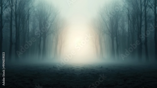 A dark forest with zombies creeping through the trees and eerie sounds © DuangphonKPR