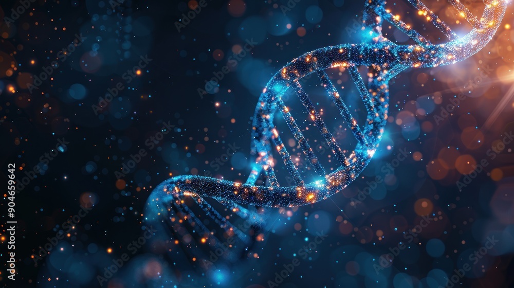 Abstract DNA Structure with Glowing Particles Abstract DNA Structure with Glowing Particles