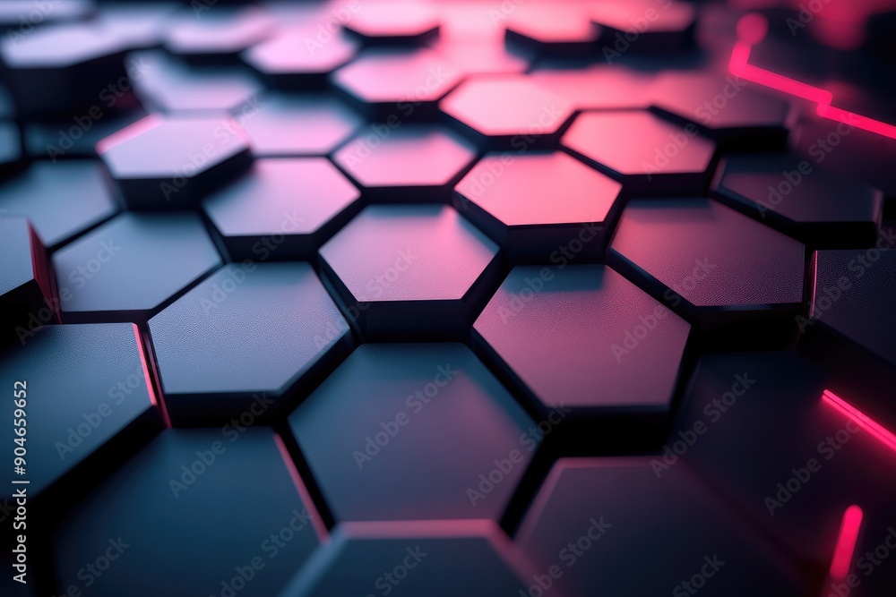 Abstract Hexagon Pattern with Neon Glowing Lines Abstract Hexagon Pattern with Neon Glowing Lines