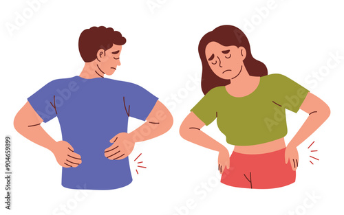 Woman and Man Suffering from Lower Back Pain