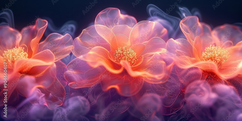 Obraz premium Vibrant Blossoms with an Ethereal and Enchanting Glow that Captivates the Imagination and Senses
