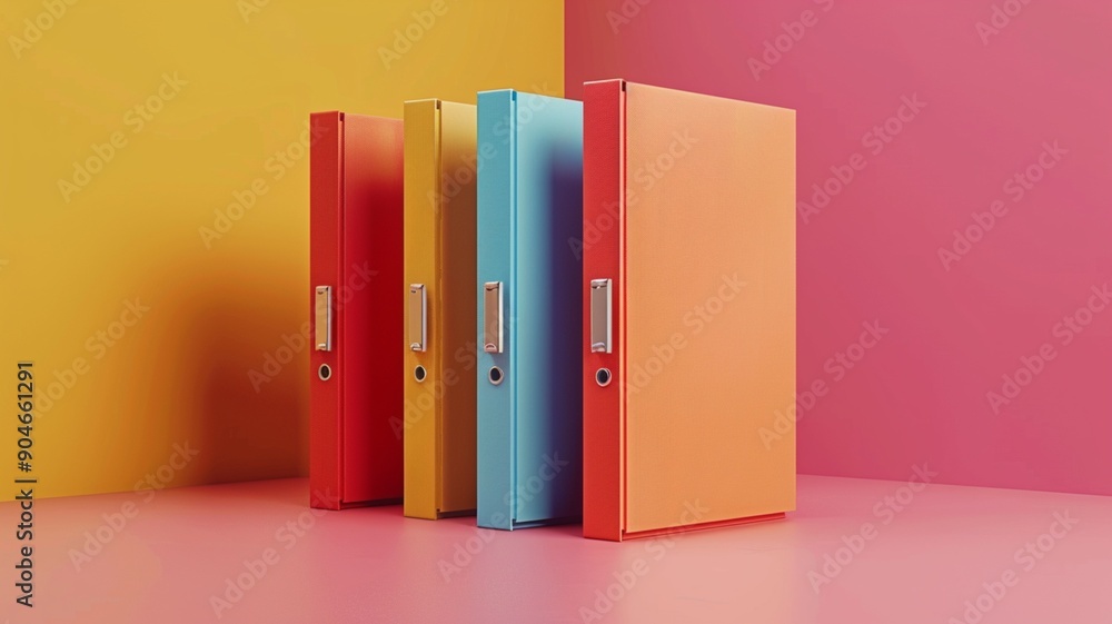 Neat pile of generic colourful books with no labels, against a plain background
