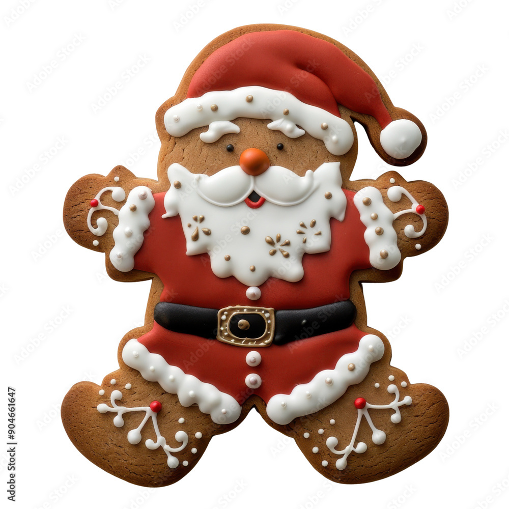 Fototapeta premium Festive Gingerbread Santa in Detailed Icing Décor