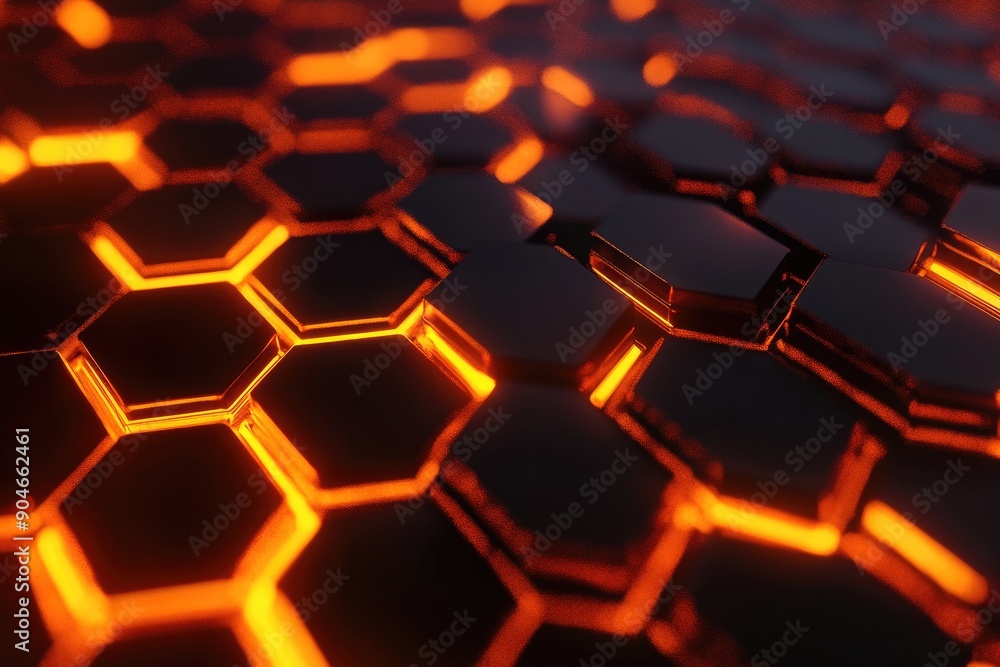 Glowing Orange Hexagon Pattern Background Glowing Orange Hexagon Pattern Background