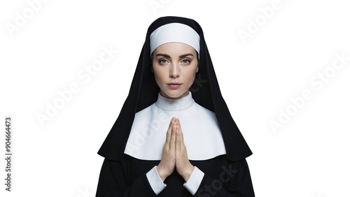 Statues of Holy Women in Roman Catholic Church isolated on white background.