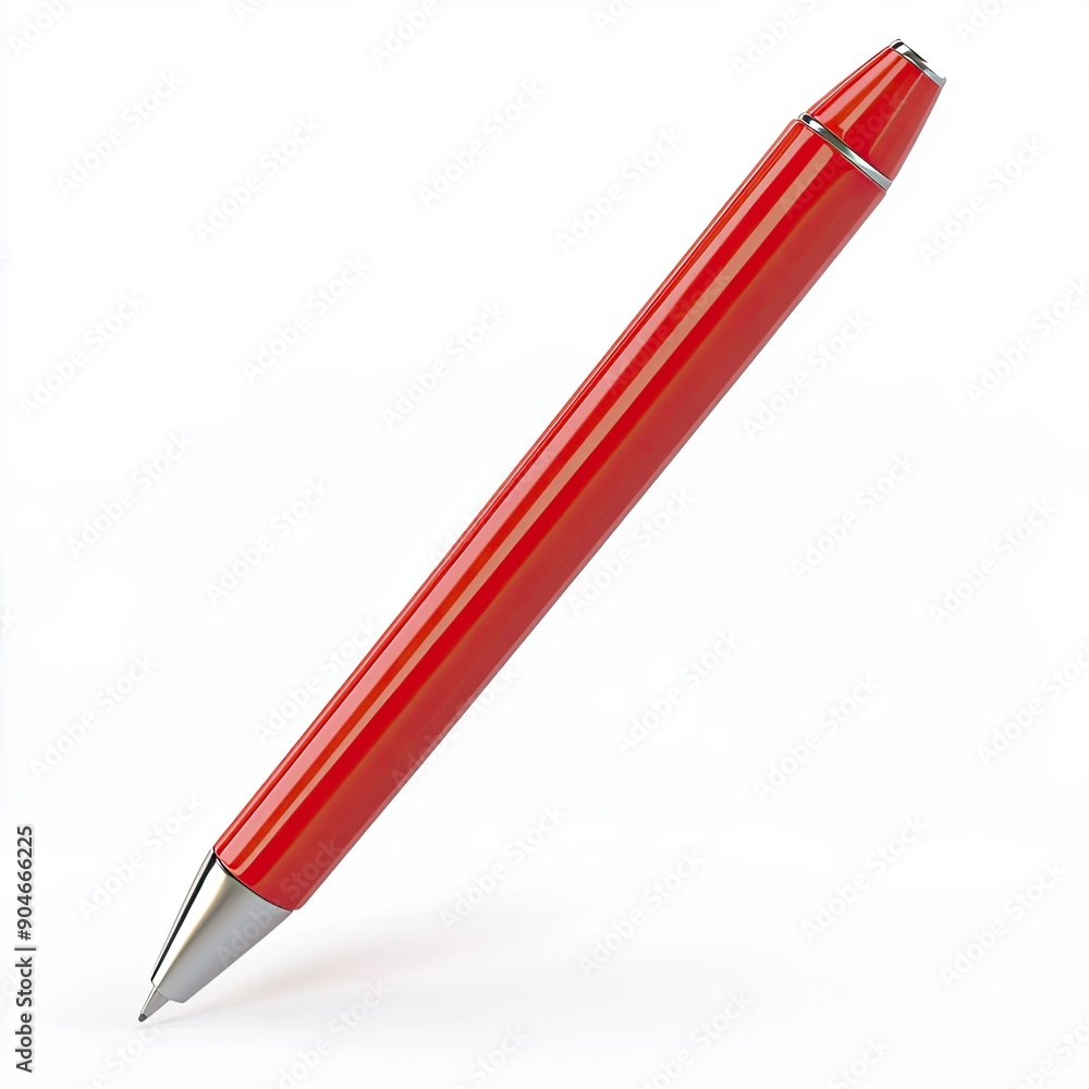 Red Ballpoint Pen Isolated on White Background Red Ballpoint Pen Isolated on White Background