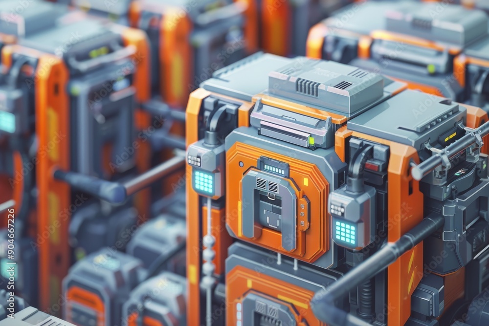 Fototapeta premium High-tech digital padlocks securing valuable cargo containers, highlighting security innovation