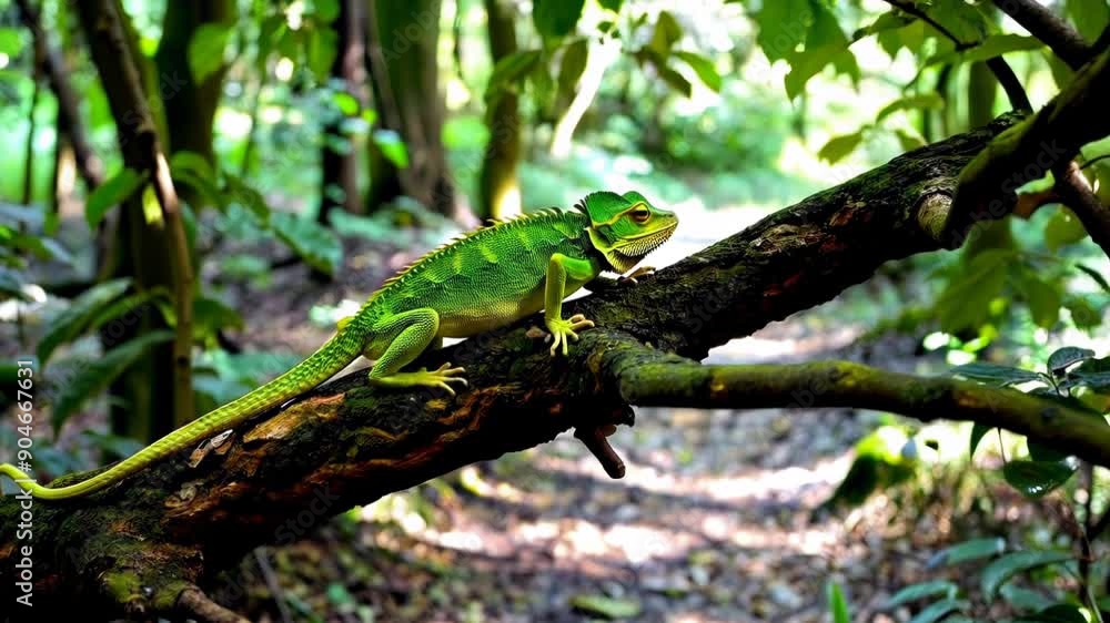 Vibrant Green Iguana in Natural Habitat Vibrant Green Iguana in Natural Habitat