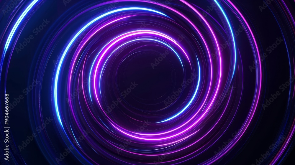 Mesmerizing neon spiral lights in purple and blue create a futuristic aesthetic in this design Mesmerizing neon spiral lights in purple and blue create a futuristic aesthetic in this design