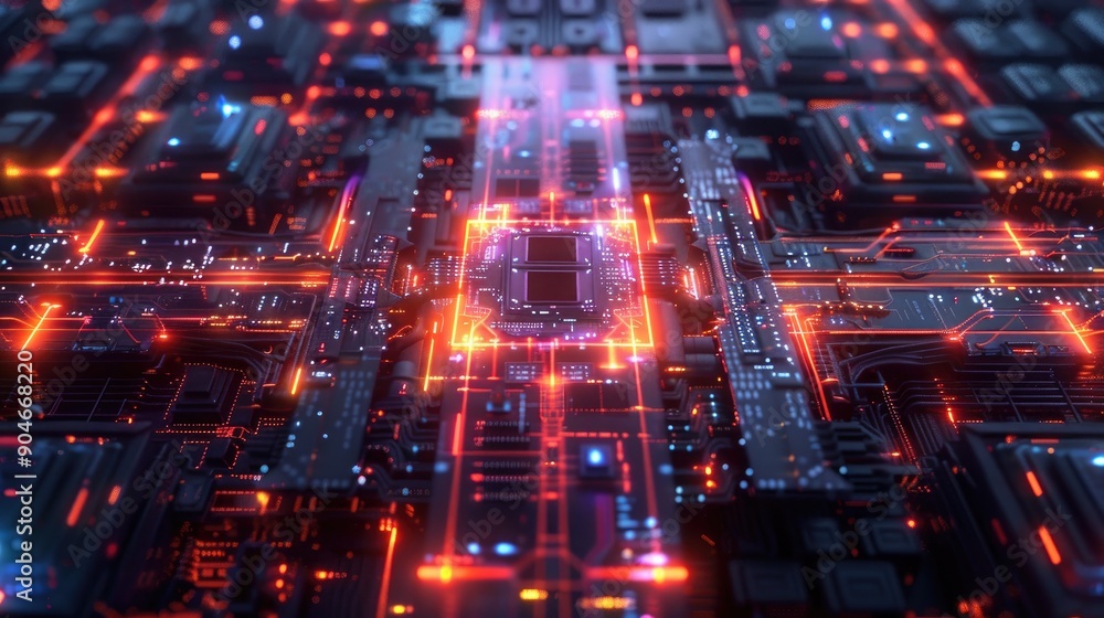 Digital fortress protected by AI-powered defense mechanisms amidst a network of glowing data streams. Digital fortress protected by AI-powered defense mechanisms amidst a network of glowing data streams.
