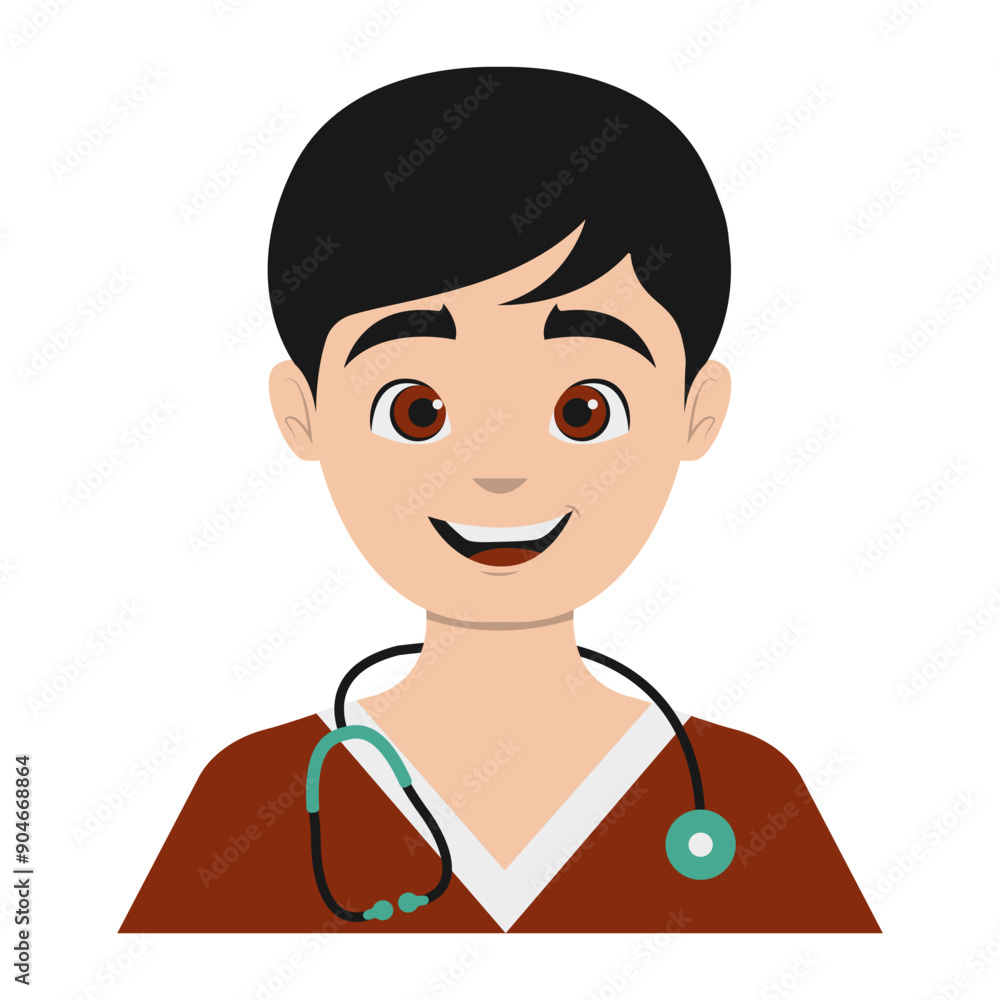 Male Medical Staff Avatar Illustration Isolated on White Background. Vector Character in Cartoon Design Male Medical Staff Avatar Illustration Isolated on White Background. Vector Character in Cartoon Design