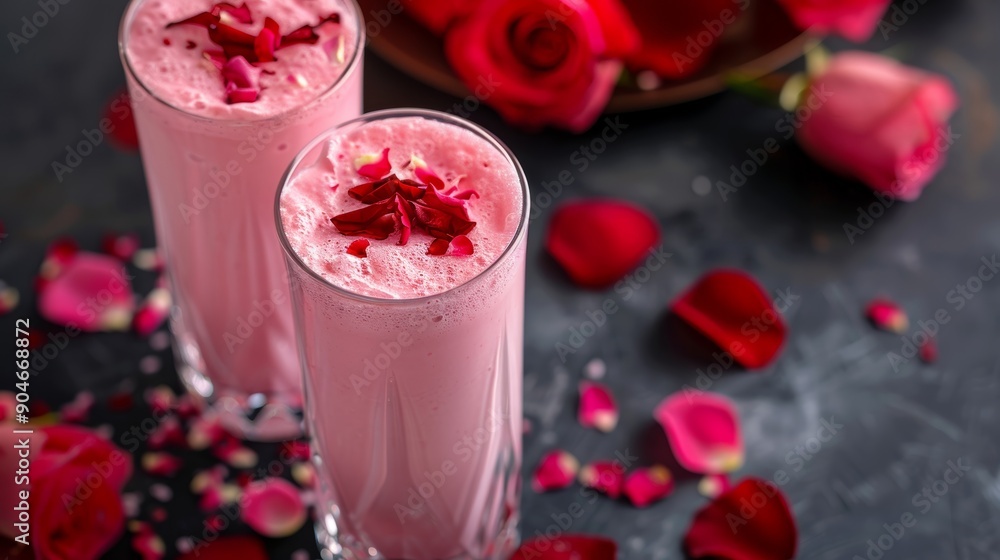 Rose Petal Milkshake with a Pink Hue, Smoothies , Rose , Refreshment , Valentine's Day Rose Petal Milkshake with a Pink Hue, Smoothies , Rose , Refreshment , Valentine's Day