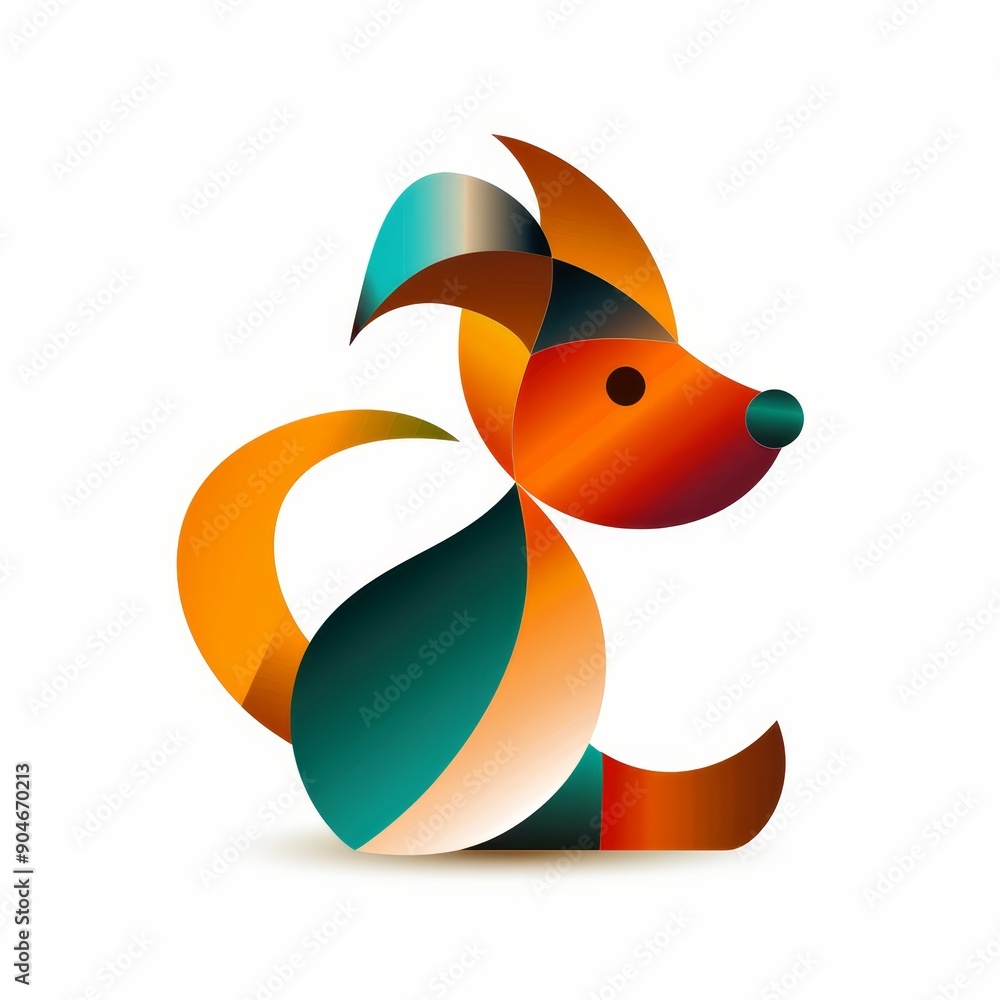 Naklejka premium Colorful geometric animal illustration with abstract shapes and vibrant hues. Perfect for modern design projects and creative visuals.