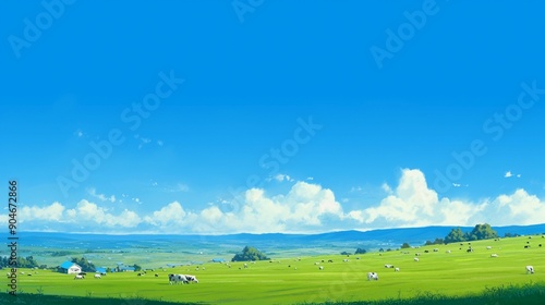 牛がいる牧場の風景10