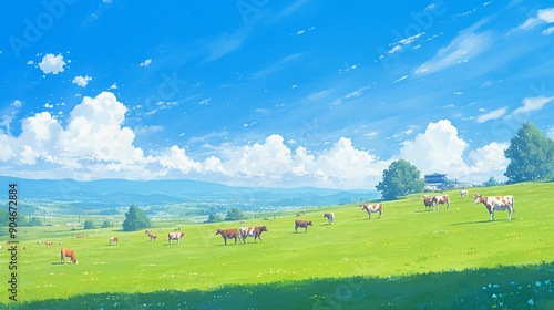 牛がいる牧場の風景11