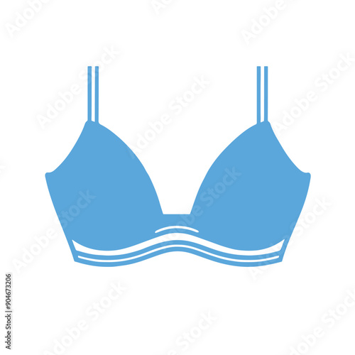 Female blue bra icon on white background 