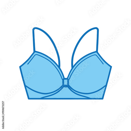 Female blue bra icon on white background 