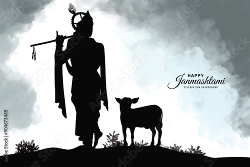 Happy janmashtami festival card background