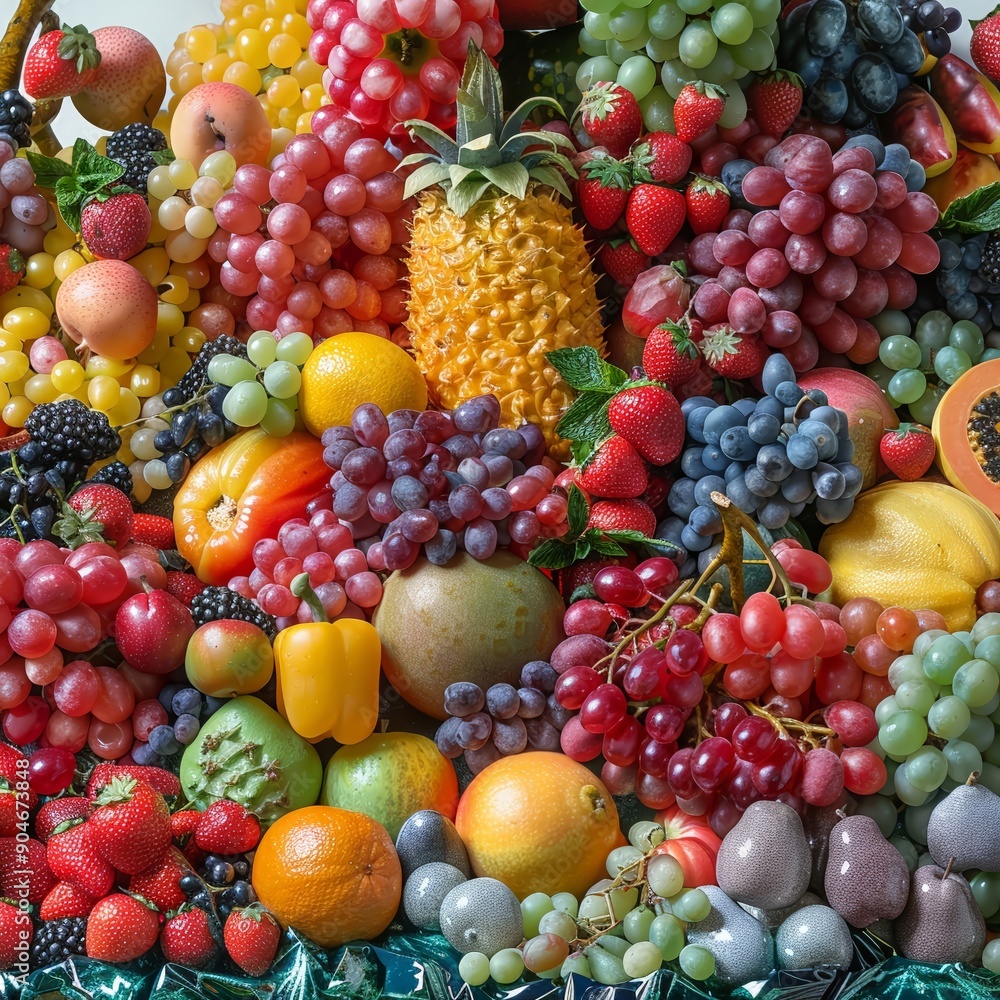 Capture the vibrant colors and textures of the fruits in extreme close-up, showcasing the intricate details Highlight the tactile experience and musical potential of arranging the fruits on Capture the vibrant colors and textures of the fruits in extreme close-up, showcasing the intricate details Highlight the tactile experience and musical potential of arranging the fruits on