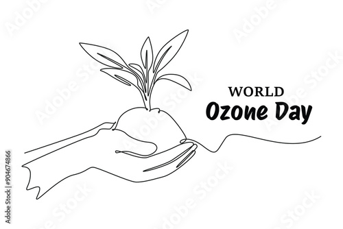 World Ozone Day concept. Single line draw design vector graphic illustration.