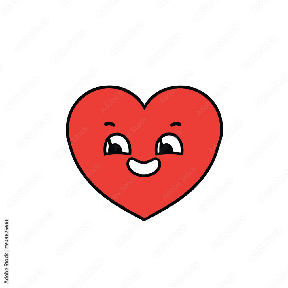 Cute red heart kawaii on white background, vector illustration Cute red heart kawaii on white background, vector illustration