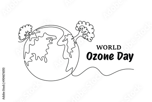 World Ozone Day concept. Single line draw design vector graphic illustration.