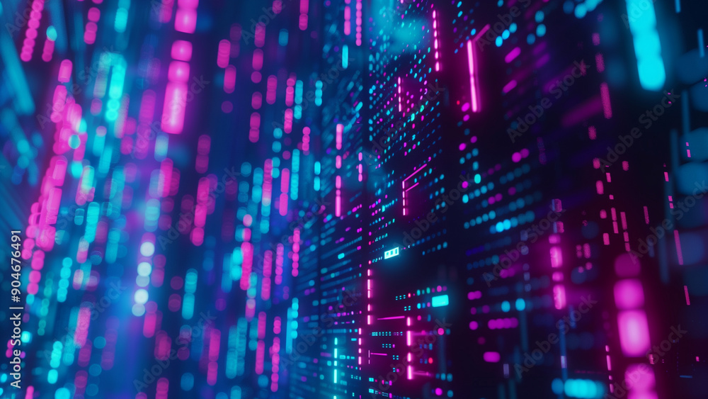 Wide Shot of Hierarchical Data in Neon Wide Shot of Hierarchical Data in Neon