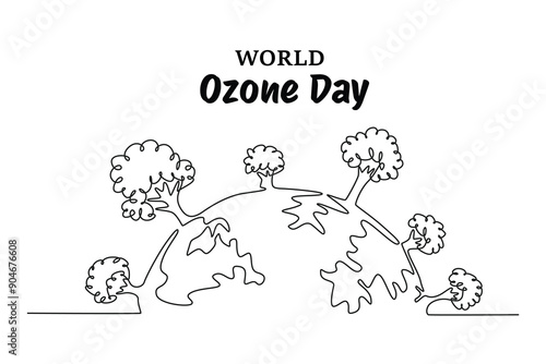 World Ozone Day concept. Single line draw design vector graphic illustration.