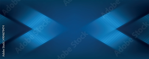 Dark blue abstract background with glowing arrow lines. Modern shiny blue geometric lines design. Technology futuristic concept