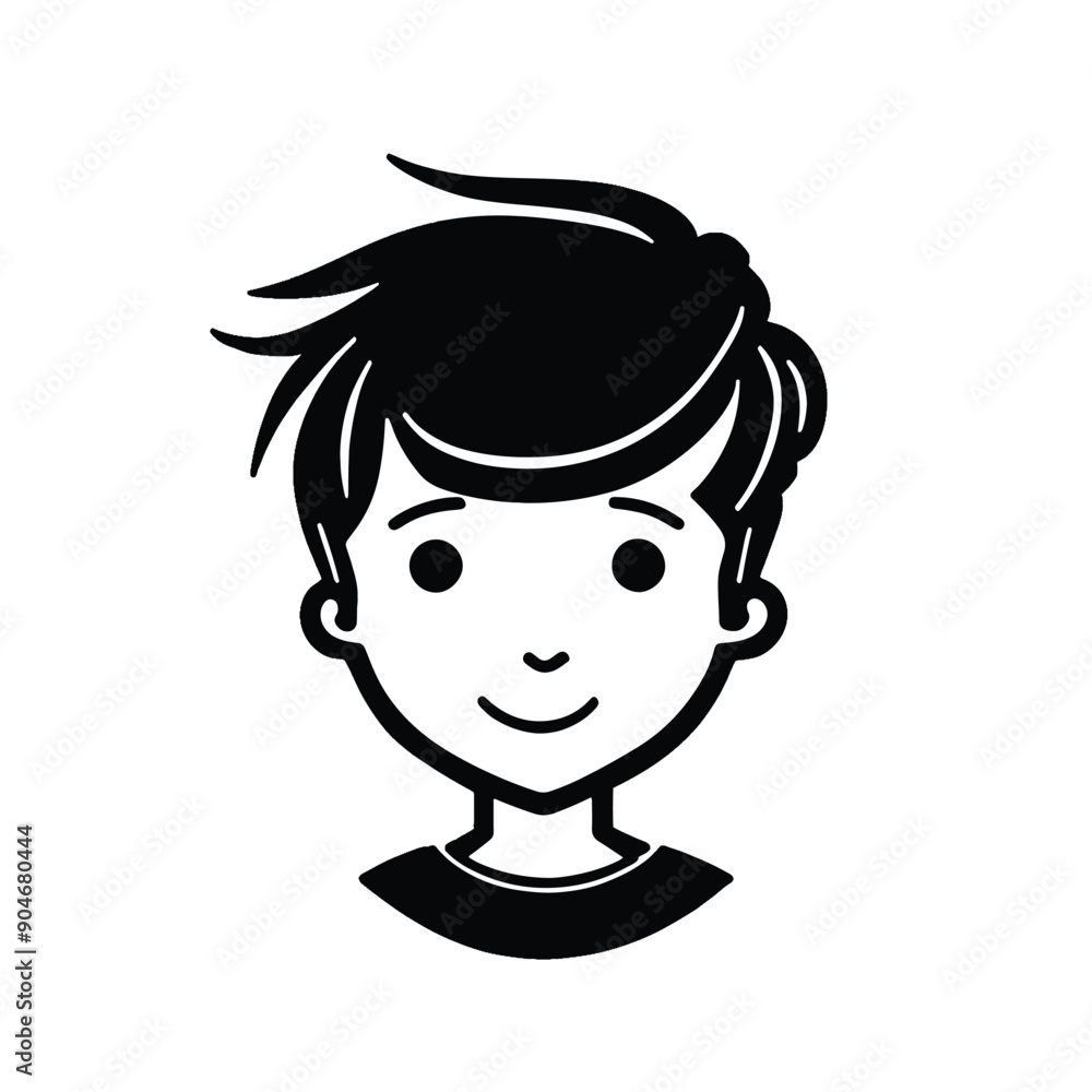 Cartoon kid head icon isolated on white background Cartoon kid head icon isolated on white background