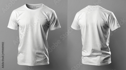 White T-shirt mockup front and back isolated on white background