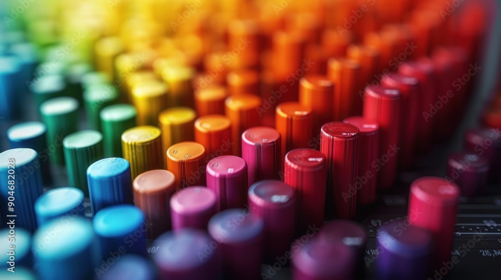 Colorful Knobs on a Sound Mixer Colorful Knobs on a Sound Mixer