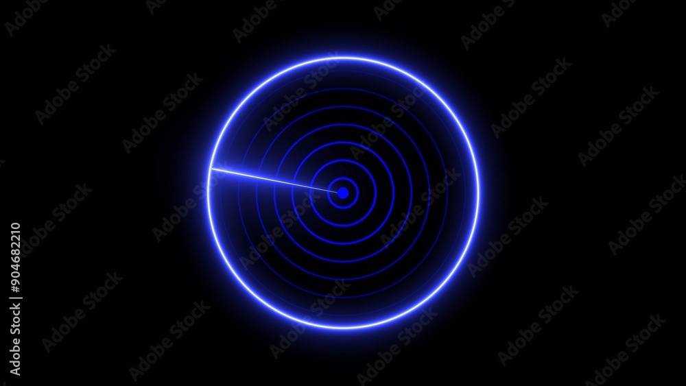 Technology Radio wave signal icon concept background. Neon radio wave radar HUD screen background illustration 4k. Technology Radio wave signal icon concept background. Neon radio wave radar HUD screen background illustration 4k.