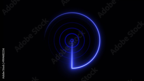 Neon light ship radar and plane radar icon conceptual location searching background illustration 4k.