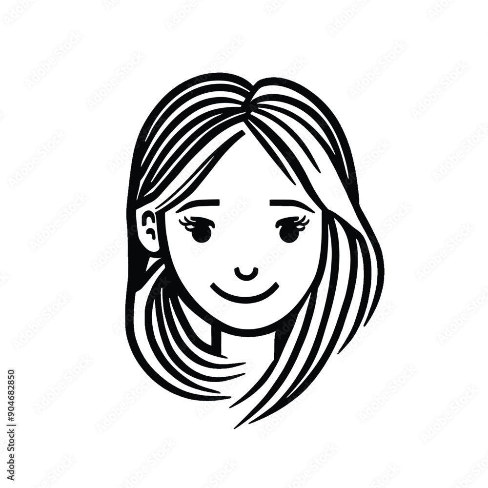 Girl hair styling icon on white background Girl hair styling icon on white background