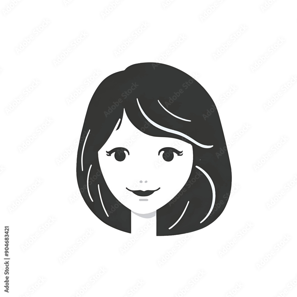 Girl hair styling icon on white background Girl hair styling icon on white background