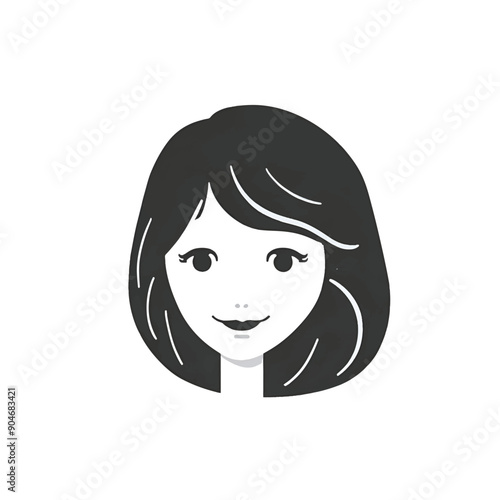 Girl hair styling icon on white background