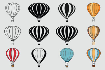 Fotobehang Luchtballon Silhouet luchtballon op witte achtergrond  © nour045069