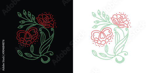 Rhinestone flower vector Design. rhinestone elephant vector design for Illustration of collar neck decoration with rhinestones in the form of a necklace. Flower Transfer Rhinestone. 