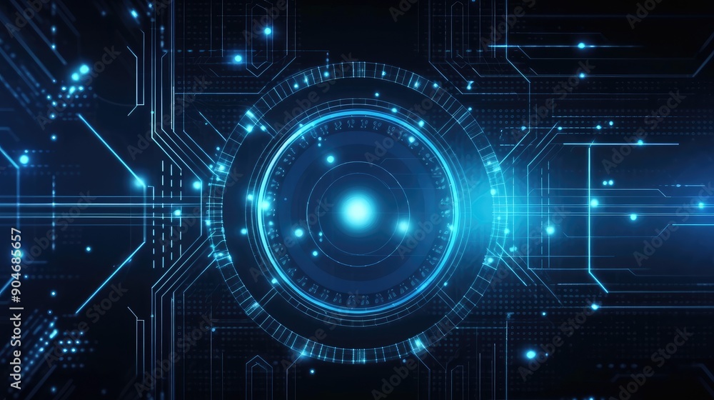 Futuristic Digital Interface with Blue Circuits Futuristic Digital Interface with Blue Circuits