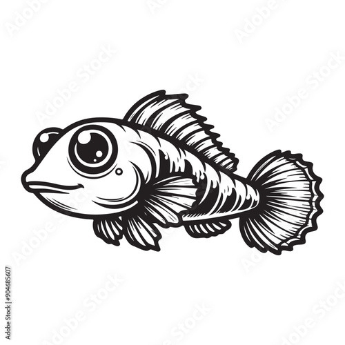 Line art of goby fish vector.
