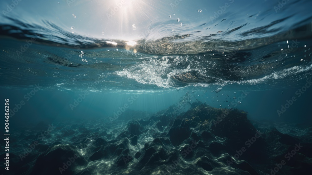 Tranquil Underwater Landscape with Sunlight Tranquil Underwater Landscape with Sunlight