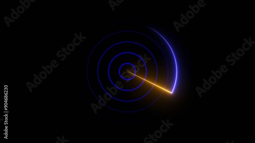 Neon light ship radar and plane radar icon conceptual location searching background illustration 4k.