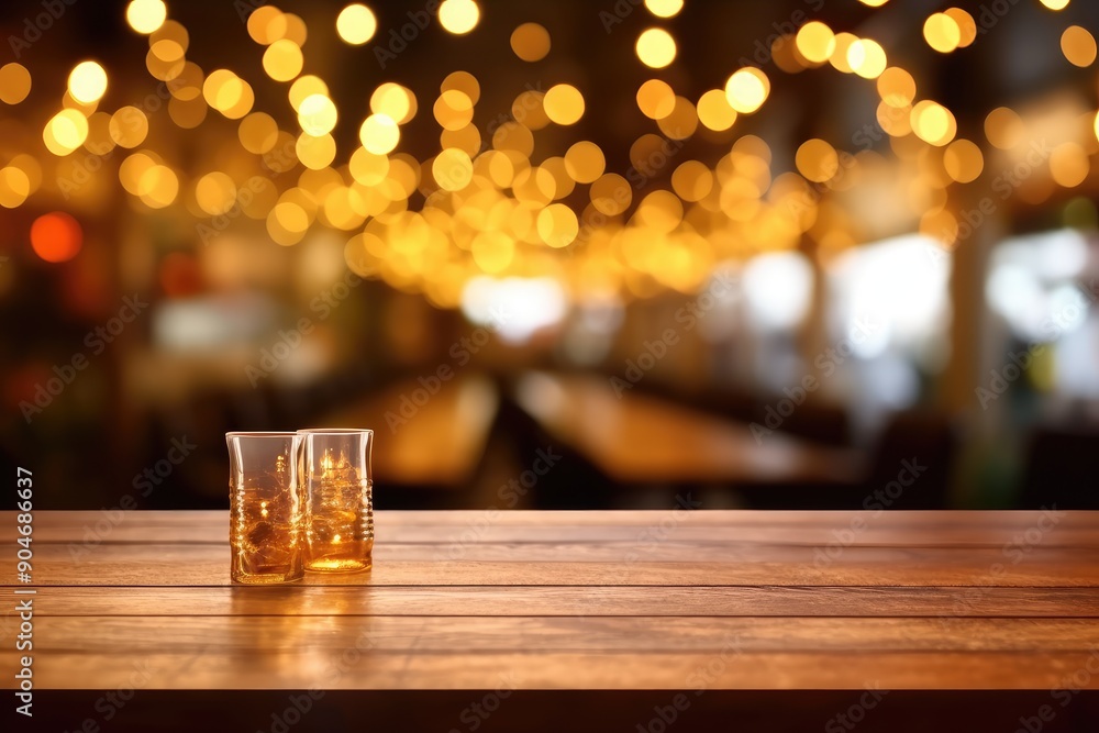 Cozy Bar Ambiance with Empty Glasses Cozy Bar Ambiance with Empty Glasses