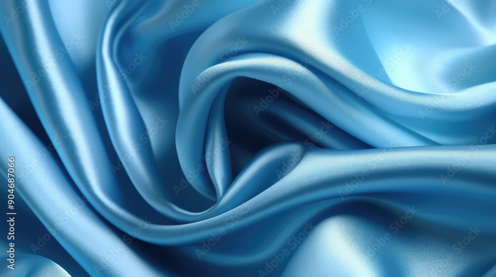 Luxurious Blue Silk Fabric Close-Up Luxurious Blue Silk Fabric Close-Up