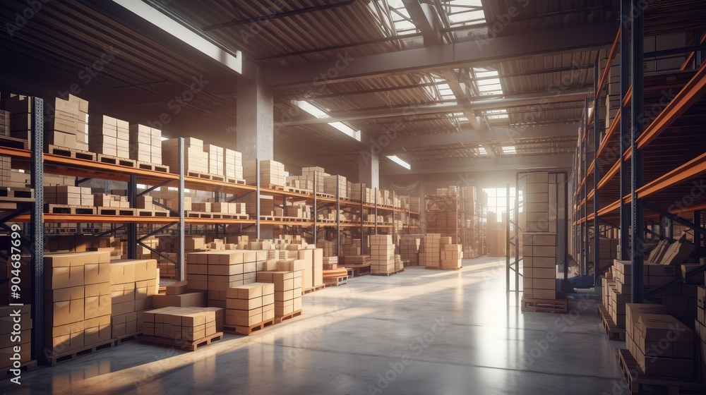 Spacious Industrial Warehouse with Organized Shelves Spacious Industrial Warehouse with Organized Shelves