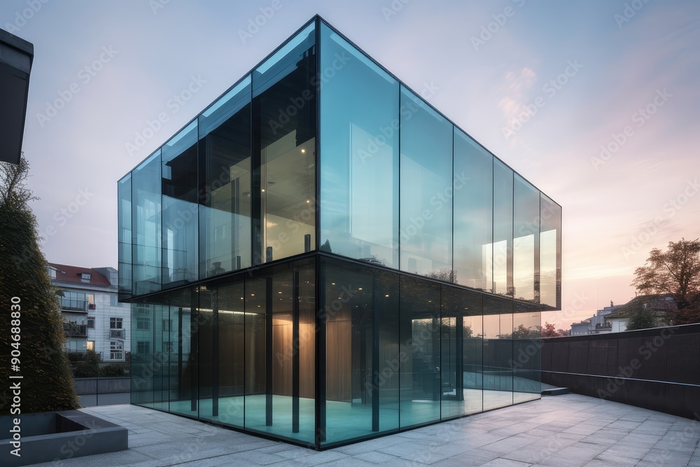 Contemporary Glass Building at Dusk Contemporary Glass Building at Dusk