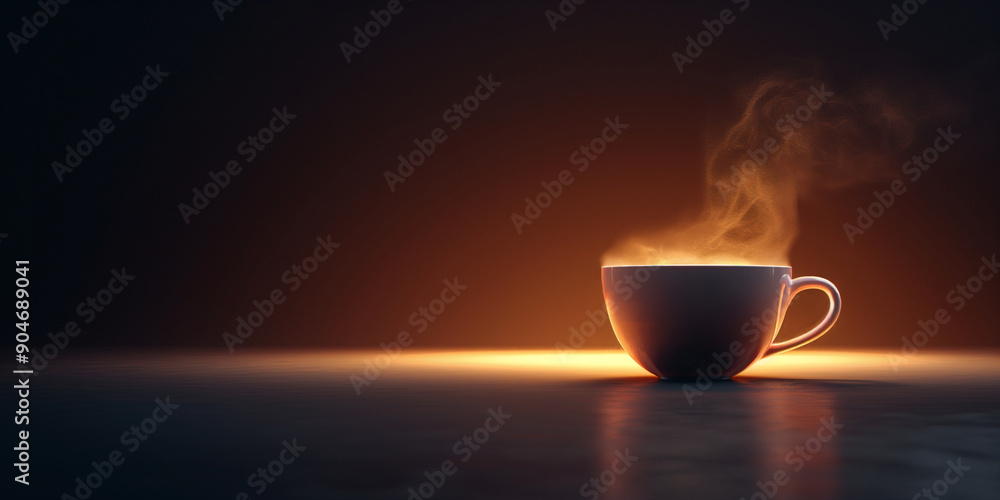 An elegantly simple coffee cup with steam An elegantly simple coffee cup with steam