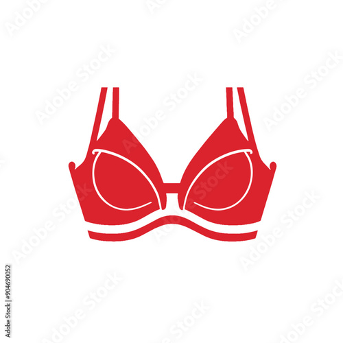 Female red bra icon on white background